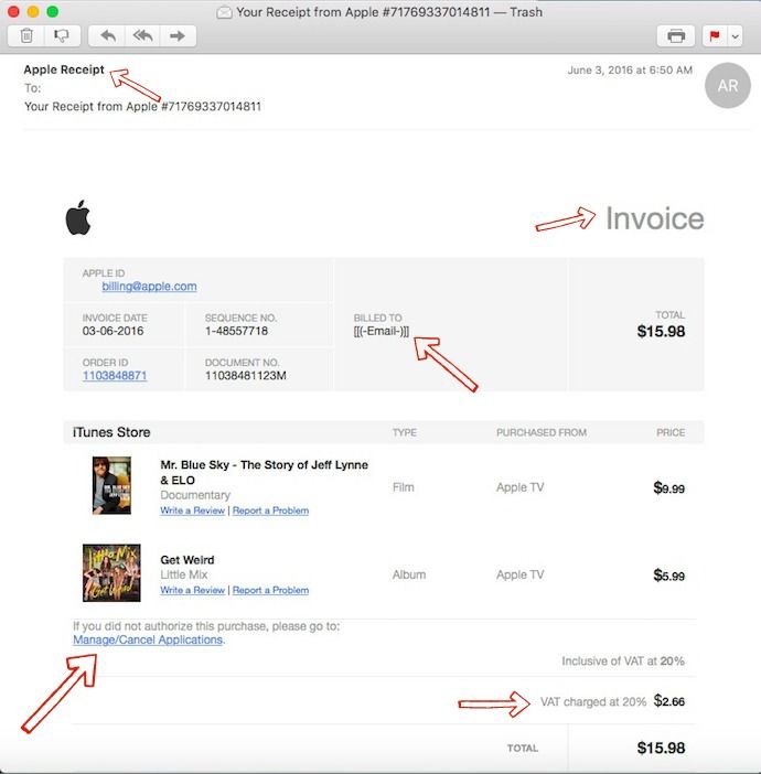What to look for in the latest Apple invoice email phishing scam, and what to do if you get it.