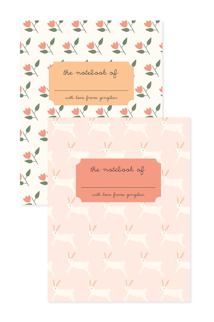 Easter basket gifts: Bunny and floral notebooks by Gingiber