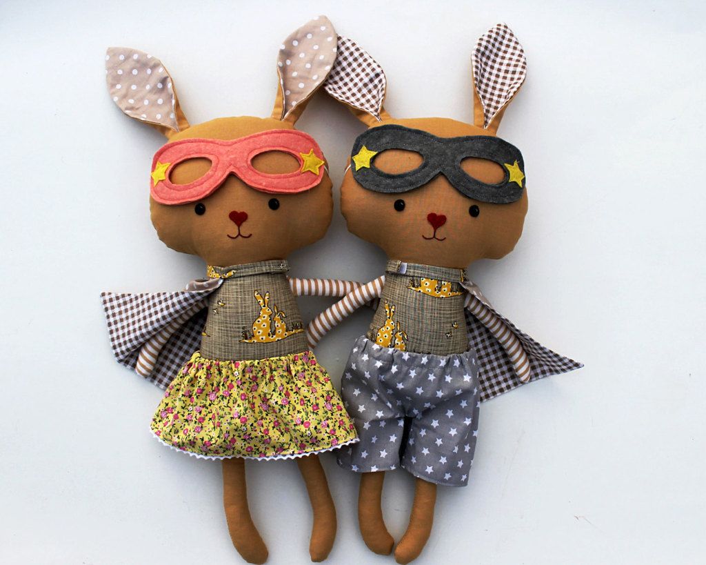 Cool bunny gifts for Easter: Easter superhero bunnies from La Loba Studio on Etsy