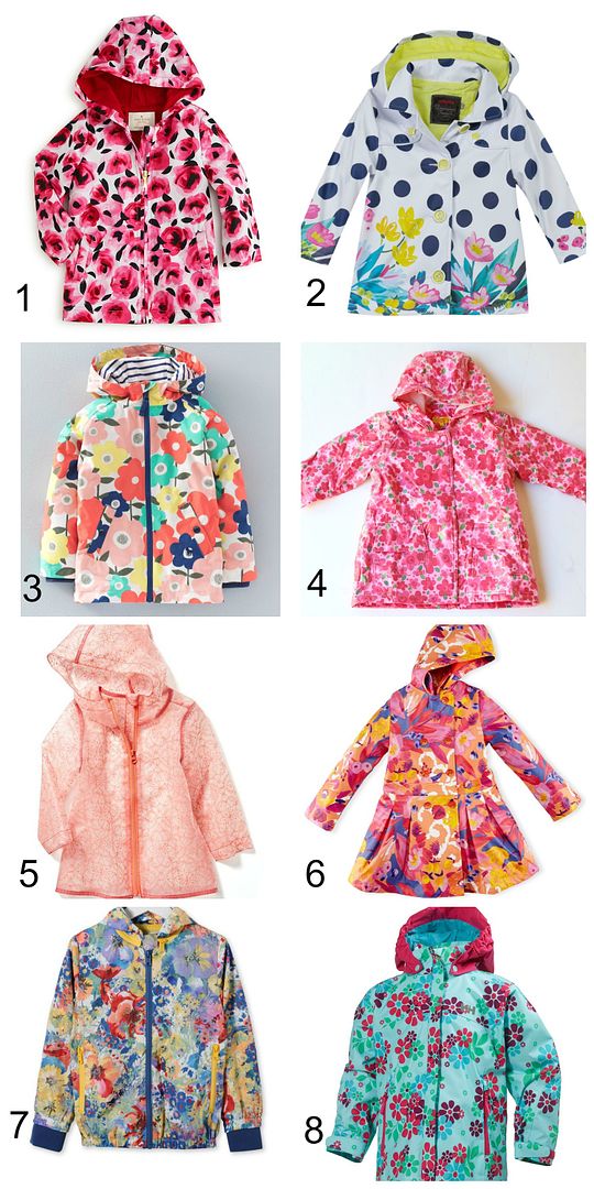 Floral rain coats and rain jackets for girls