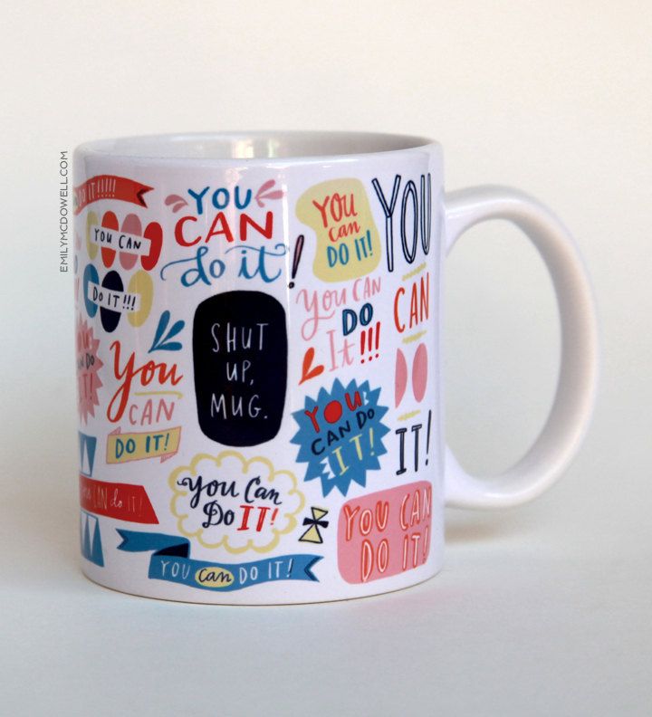 Emily McDowell's You Can Do It! motivational coffee mug on Etsy