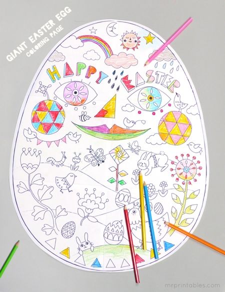 Free Easter Printables: Giant Easter Egg Coloring Page | Mr. Printables