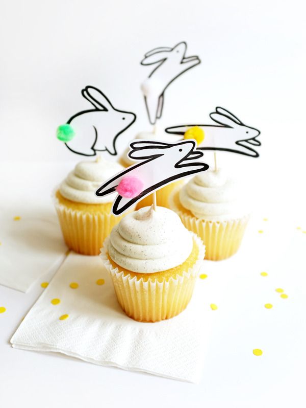 Free Easter Printables: Jumping Bunny Cupcake Toppers | Oh Happy Day