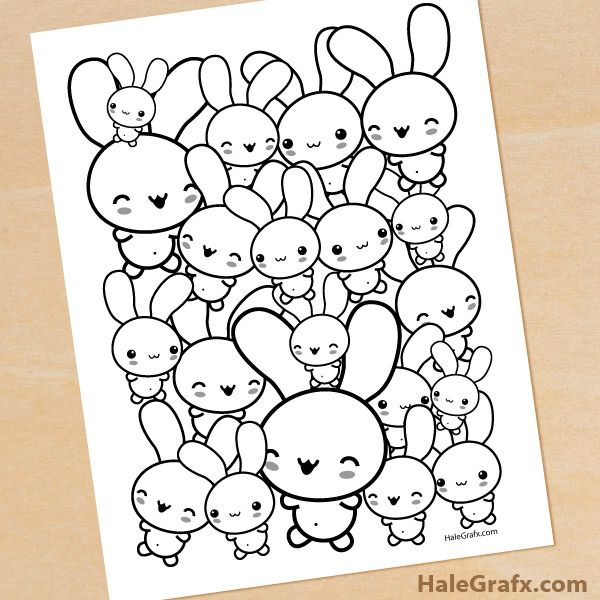 Free Easter Printables: Many Bunny Coloring Page  | HaleGrafx