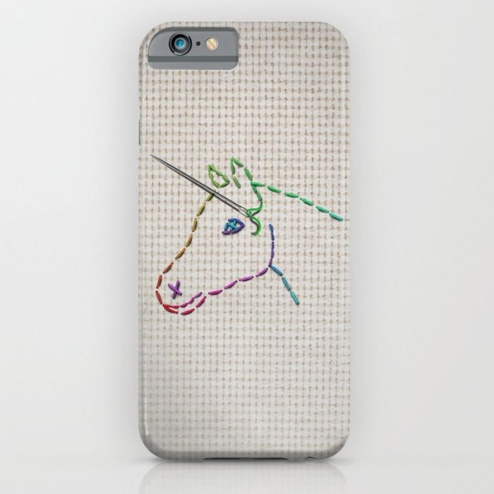 Unicorn iPhone cases: cross-stitch unicorn iphone case by gazonula