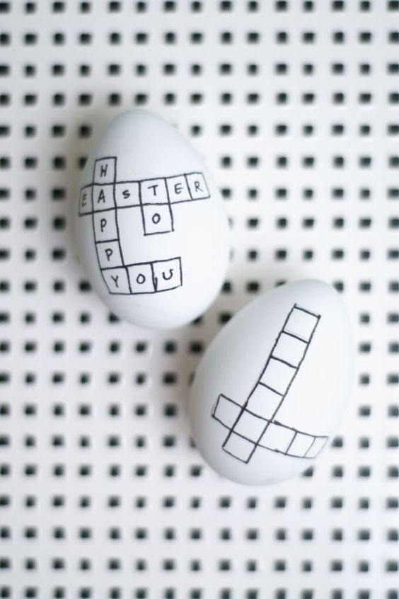 Crossword puzzle Easter eggs made with Sharpie from Confetti Sunshine on Pinterest