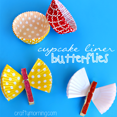 Easy Easter crafts with household objects: Cute cupcake liner butterflies at Crafty Morning
