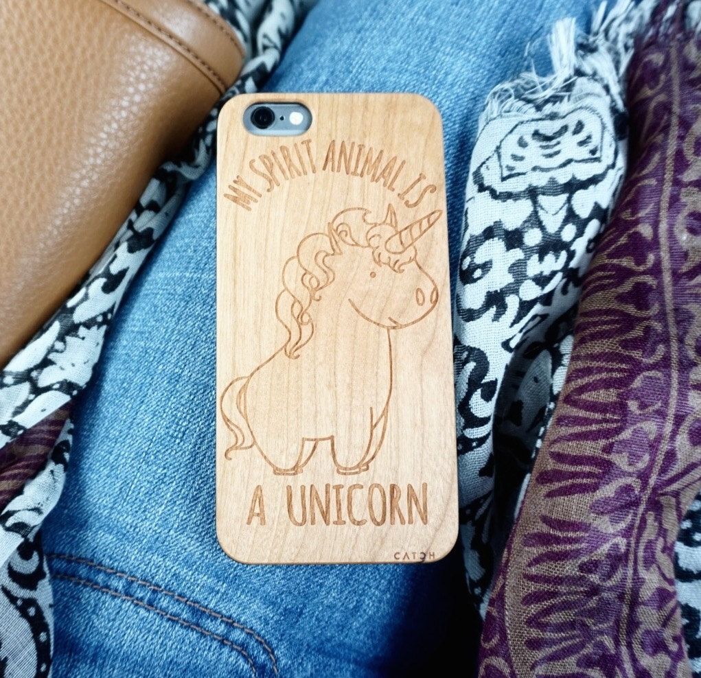 Unicorn iPhone cases: my spirit animal is a unicorn wooden iphone case by catchcases