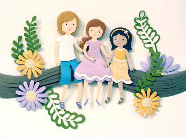 We're swooning over this beautiful custom sibling paper-cut portrait by Purple Paper People.