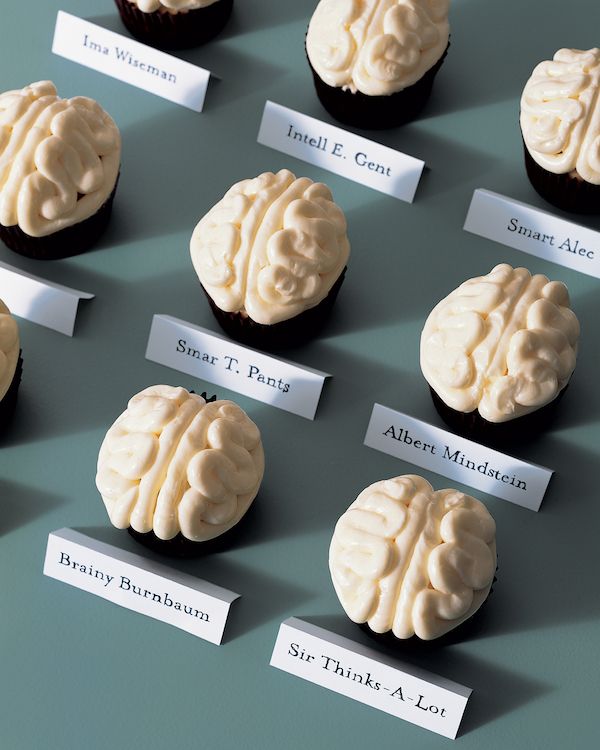 Try these Brain Cupcakes for a creepy alternative to the same 'ol Halloween cupcake recipes. | Martha Stewart
