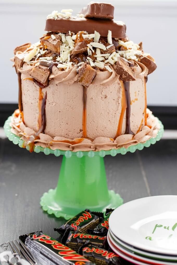 How to use leftover Halloween candy: This indulgent Mars Bar cake at The Cookie Writer is calling our names.