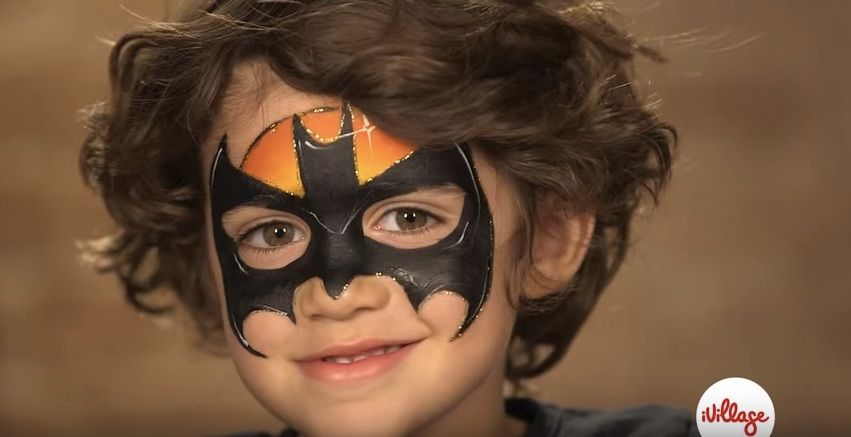 Easy face paint Halloween makeup tutorial for Batman or Batgirl from iVillage, FaceArtbyMelissa.com