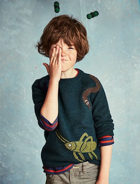 Kids dig Creepy Crawly friends, like on this Mini Boden sweater