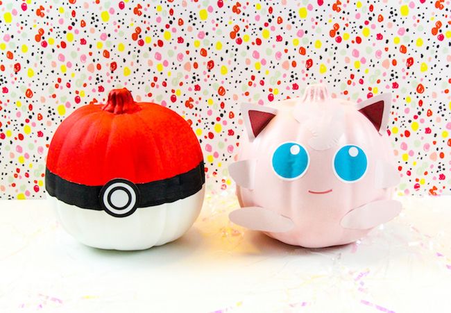Non-scary Halloween crafts for kids: Jigglypuff and Poké ball pumpkin tutorial at Brite and Bubbly