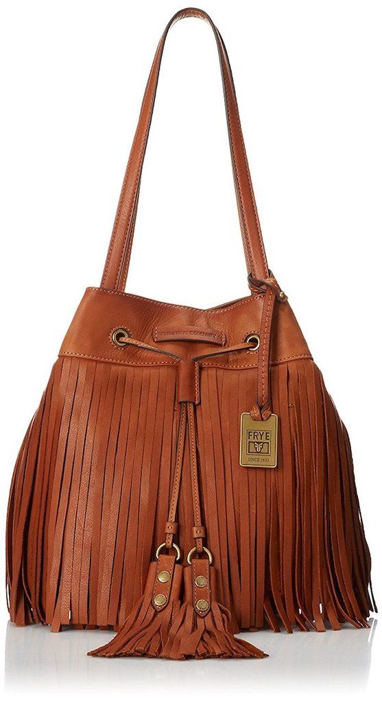 Fringed bag trend for fall: This cognac bucket bag from Frye is one of our favorites.
