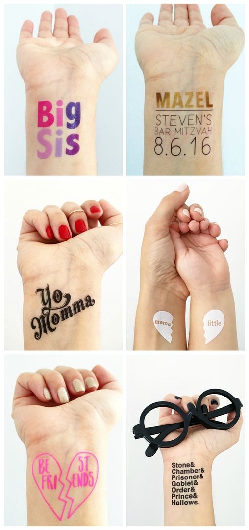 These cool custom temporary tattoos from Love & Lion make any party more fun.