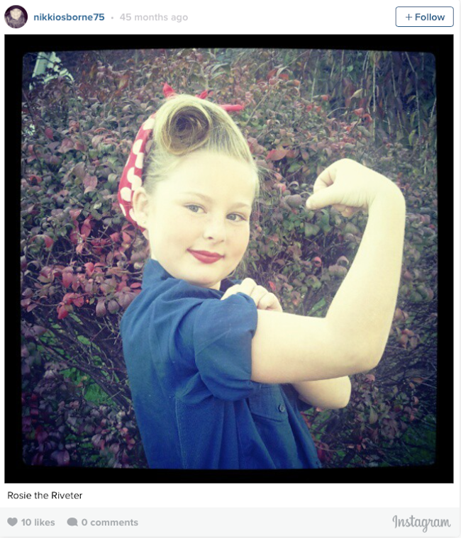 Strong girl Halloween costumes: Rosie the Riveter via NikkiOsborne75 on Instagram