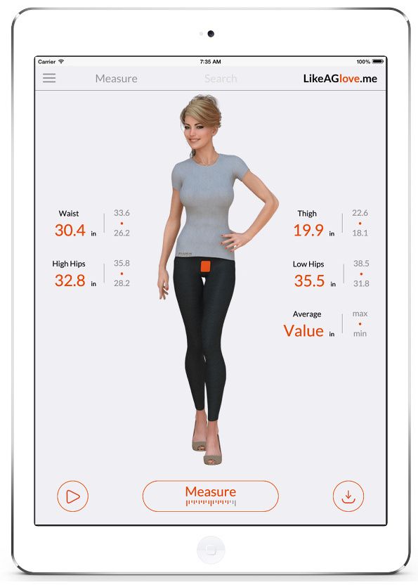 Like a Glove smart leggings measure your waist, hips, and thighs to help you find the perfect fit of jeans.