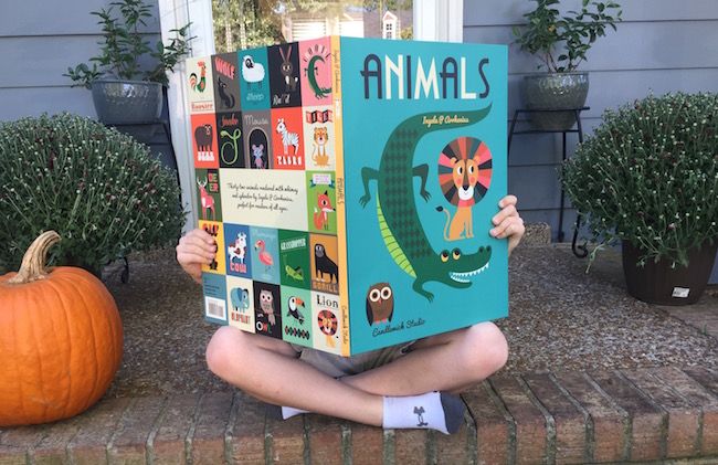 Preschool birthday party gifts under $15: A great book, like Animals by Ingela P. Arrhenius