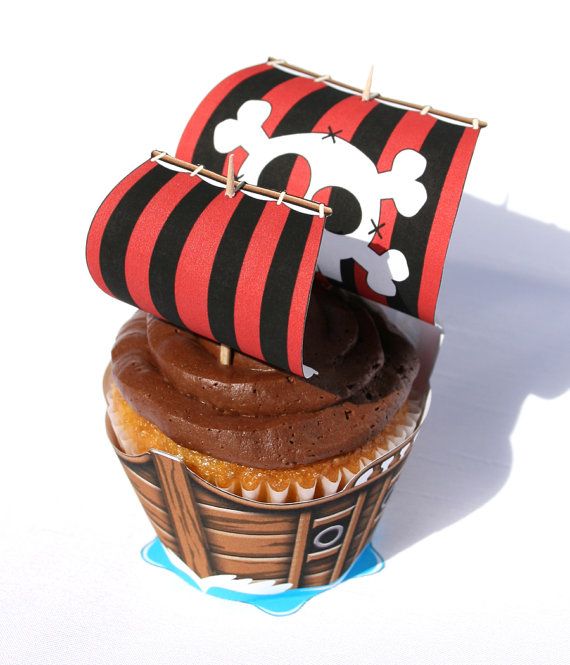 Got to go with a skull and crossbones Pirate Ship Cupcake Wrappers | Printamajig on Etsy 