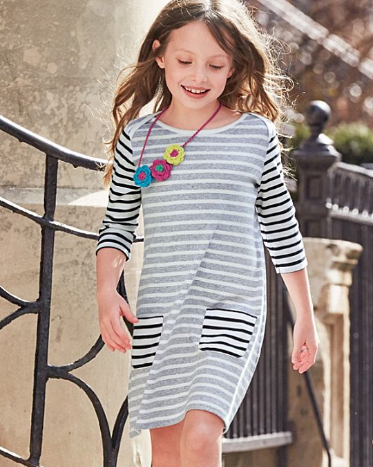 Coolest black and white dresses for girls: the cotton boatneck dress at Garnet Hill
