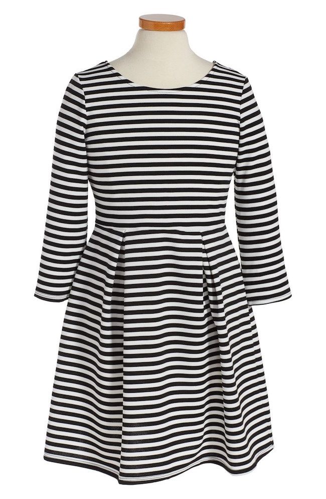 Coolest black and white dresses for girls: the striped skater dress from Soprano