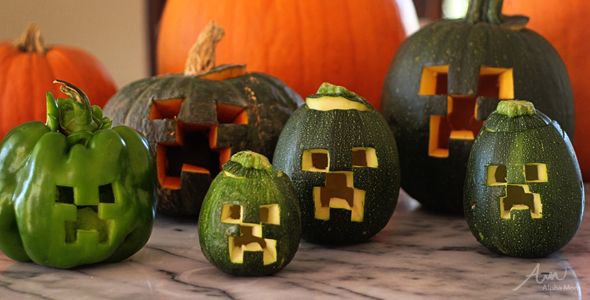 Geeky pumpkin carving templates for Halloween | Minecraft Creeper at AlphaMom