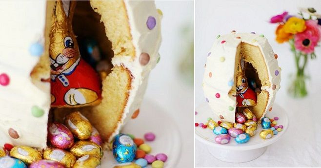 Beautiful Easter cake recipes: Bunny Pinata Cake by Jeanny Horstmann at Zucker Zimt Und Liebe spied on Cake Geek
