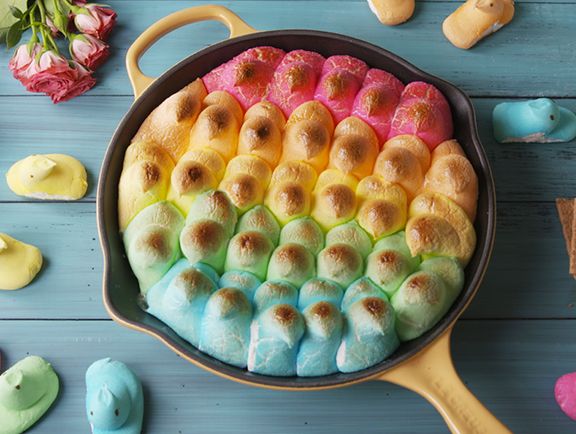 Cute and easy Easter treats kids can make themselves: Peeps skillet s'mores at Delish