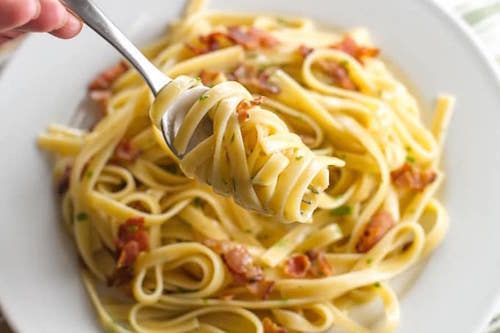 Easy, super fast pasta recipes: 15-Minute Carbonara at Girl Gone Gourmet