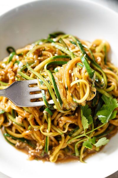 Easy, super fast pasta recipes: Teriyaki Zucchini Noodles at Eat Well 101 