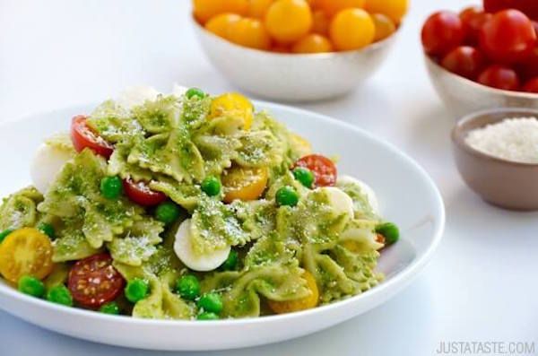 Easy, super fast pasta recipes: Pea Pesto Pasta at Just A Taste