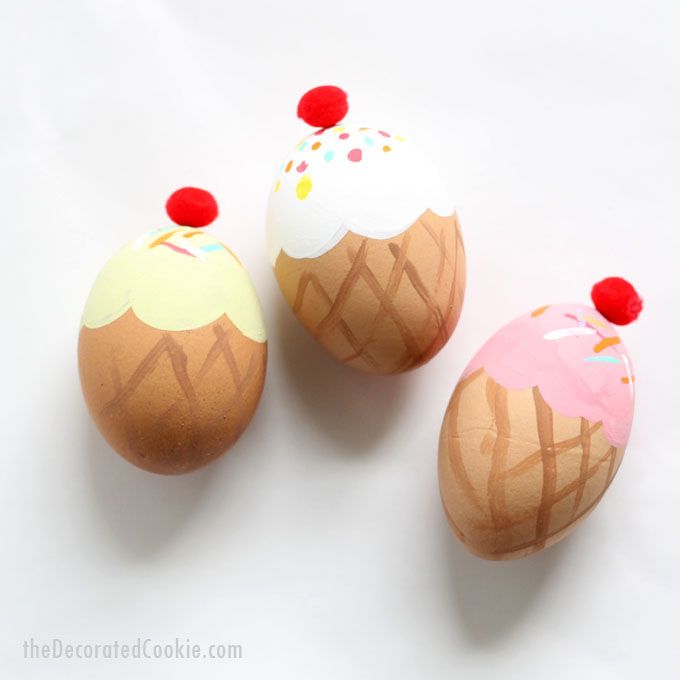 An adorable ice cream cone Easter egg tutorial at The Decorated Cookie