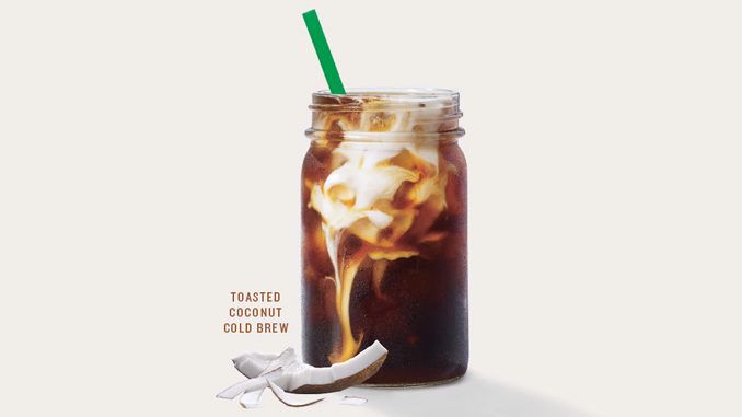 The latest iced coffee drink at Starbucks that we're all freaking out over: The Starbucks Toasted Coconut Cold Brew. Summer perfection! | Cool Mom Eats
