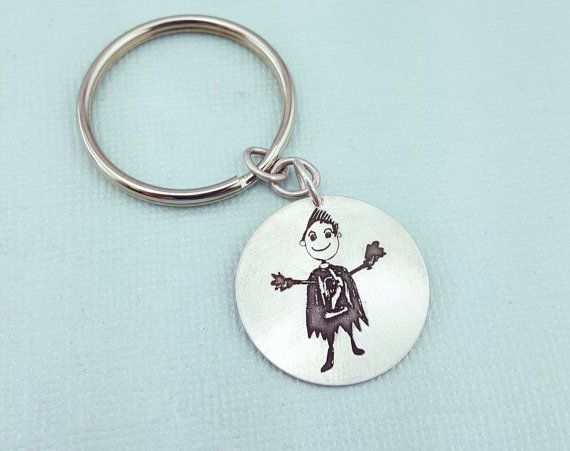 Personalized gifts for dad | custom keychain from child's artwork