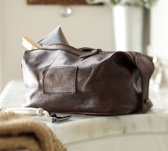 Personalized gifts for dad | Personalized Leather Dopp Kit