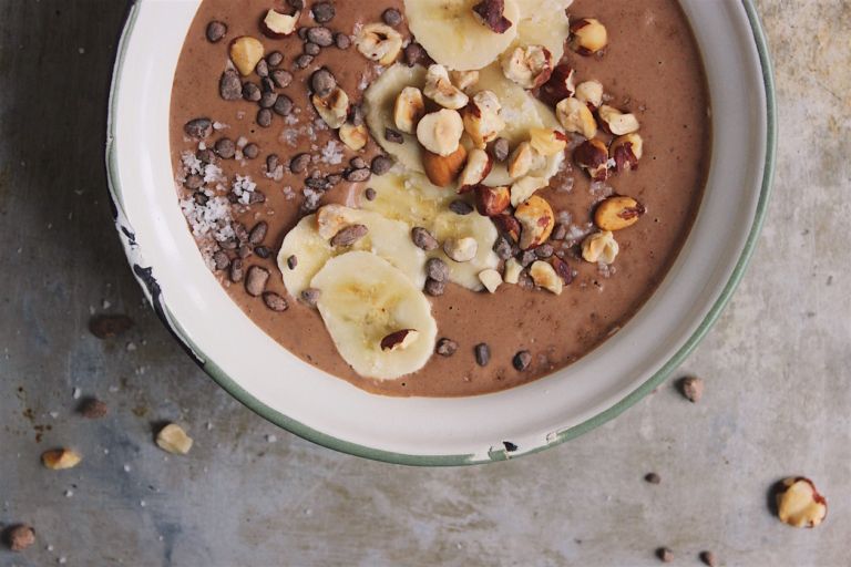 Healthy chocolate recipes to get your fix without guilt: Chocolate Hazelnut Smoothie Bowl at With Food + Love