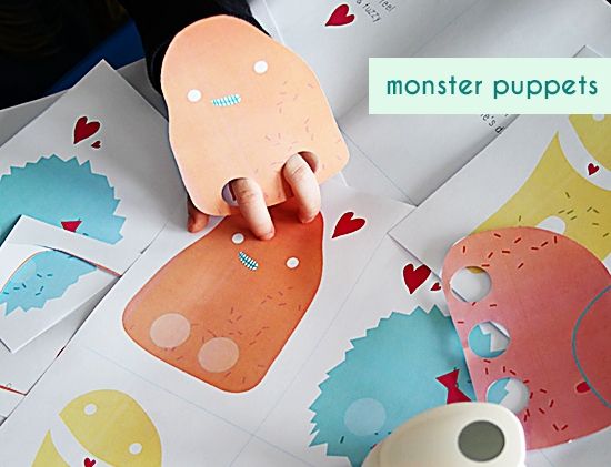 Valentine's Day cards for boys: Monster Puppet Valentines by Small for Big