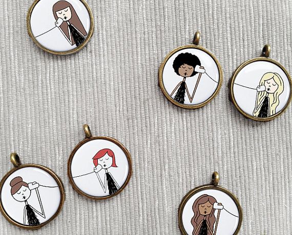 Galentine's Day gifts: Custom pendants by Flapperdoodle on Etsy