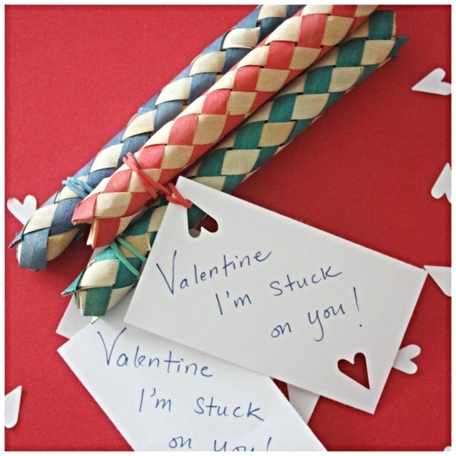 Non-candy Valentine's Day classroom treats: Stuck On You Cards by Little Bins for Little Hands