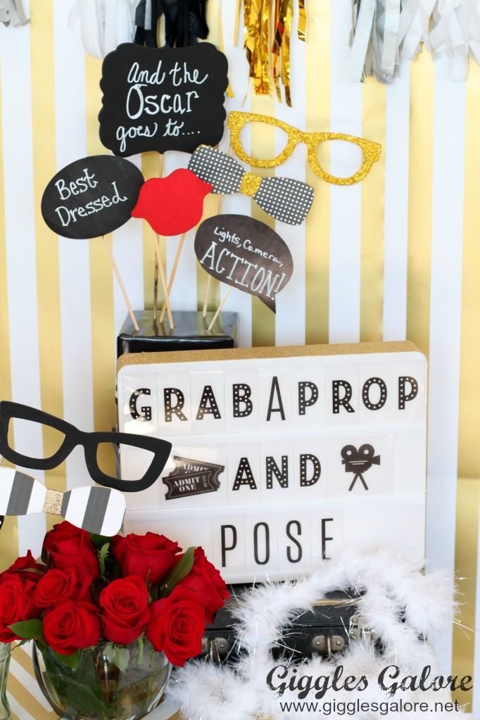 Fun Oscar party ideas: Photo booth props by Giggles Galore