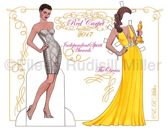 Fun Oscar party ideas: red carpet paper dolls by Paper Dolls by ER Miller