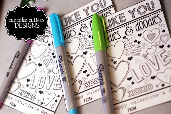 Non-candy Valentine's Day classroom treats: Doodle Oodles Class Valentines by Cupcake Cutiees 