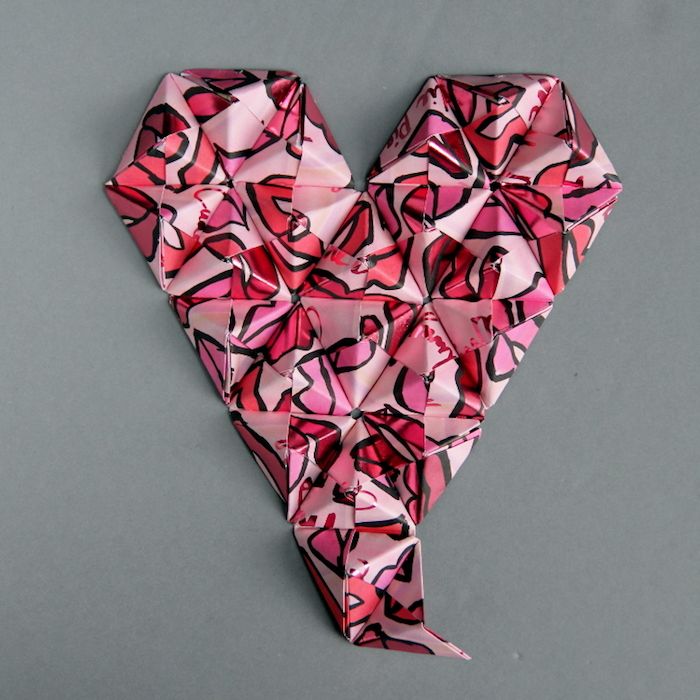 Valentine's gifts kids can make: Origami heart wall art at Gathering Beauty 