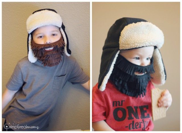 Winter birthday party themes: lumberjack photo booth by Simply Real Moms