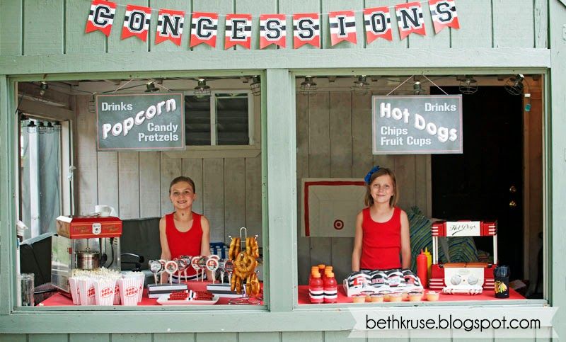 Winter birthday party themes: ice hockey food stand by Beth Kruse Custom Creations