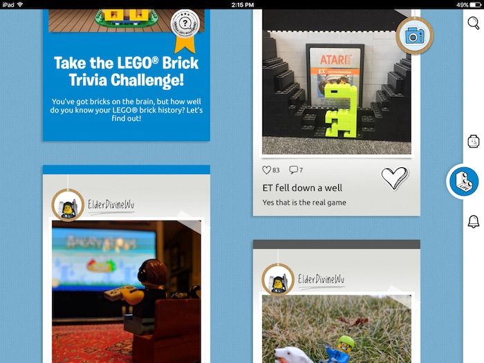 Browse photos of kids' LEGO creations on the LEGO Life social media app for kids.