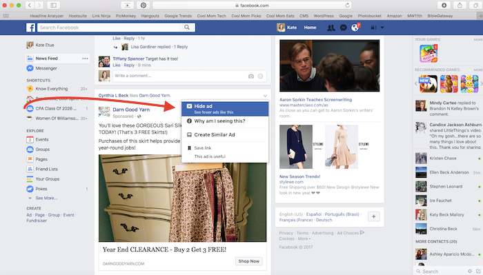Make Facebook fun again: If an article or ad is interesting to you, click through and Facebook will know to show you more like that.