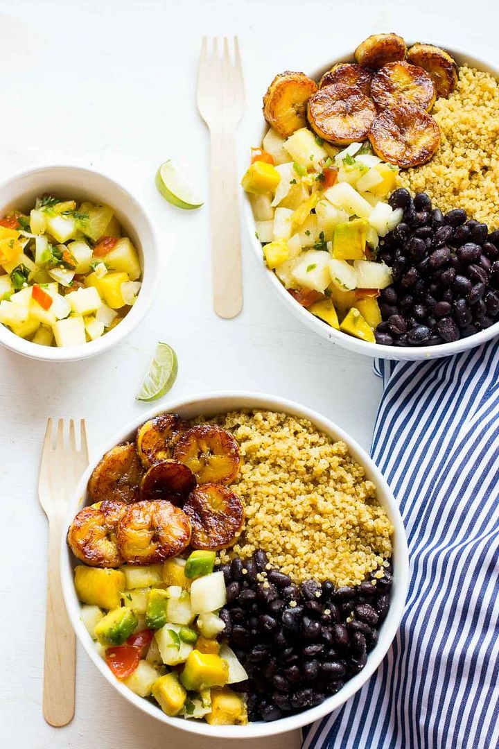 Cool Mom Eats weekly meal plan: Cuban Quinoa Bowls with Pineapple Salsa at Jessica in the Kitchen