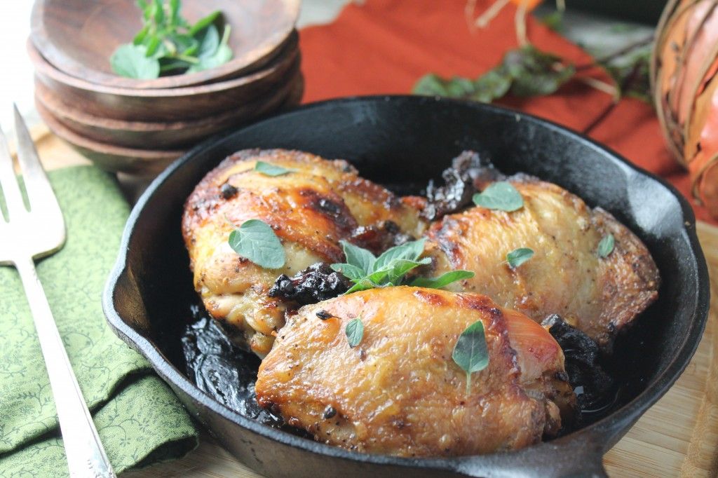 Tessa the Domestic Diva cooks up allergy-friendly fare like this Paleo Chicken Marbella. 